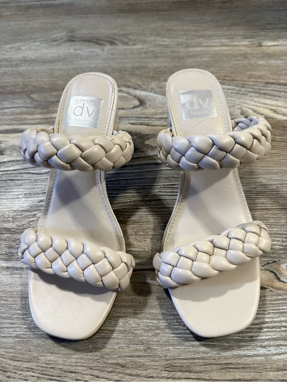 DV by Dolce Vita Braided Double-Strap Slide Sandals in Cream